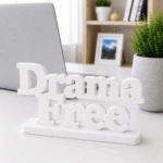 3D Printed Drama Free Desk Sign - Red Funny Office Decor Gift
