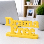 3D Printed Drama Free Desk Sign - Red Funny Office Decor Gift