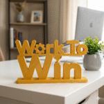 Work To Win 3D Printed Desk Sign | Premium Corporate & Team Gift
