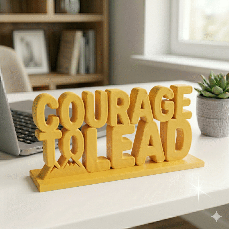 Courage To Lead 3D Printed Desk Sign | Motivational Office Decor
