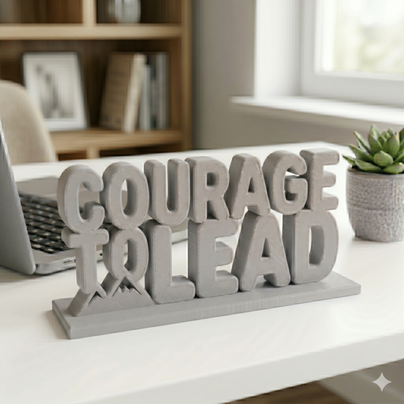 Courage To Lead 3D Printed Desk Sign | Motivational Office Decor