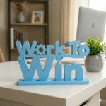 Work To Win 3D Printed Desk Sign | Premium Corporate & Team Gift