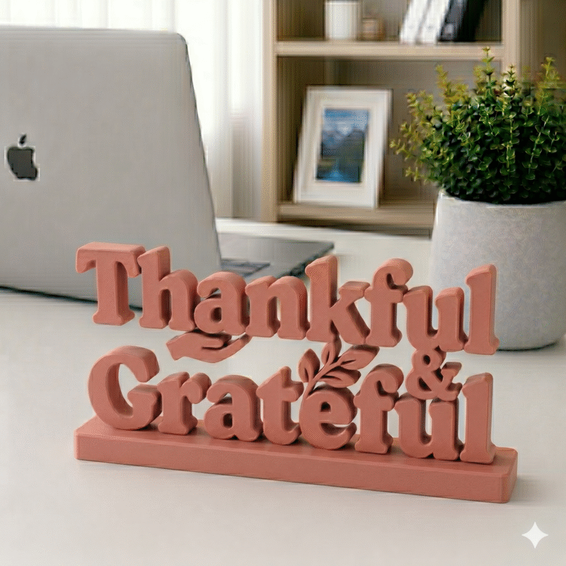 3D Printed Thankful & Grateful Desk Sign - Office Appreciation Gift