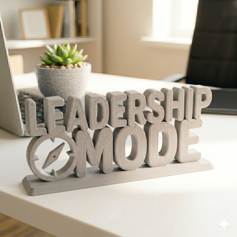Leadership Mode 3D Printed Desk Sign | Blue Motivational Office Decor
