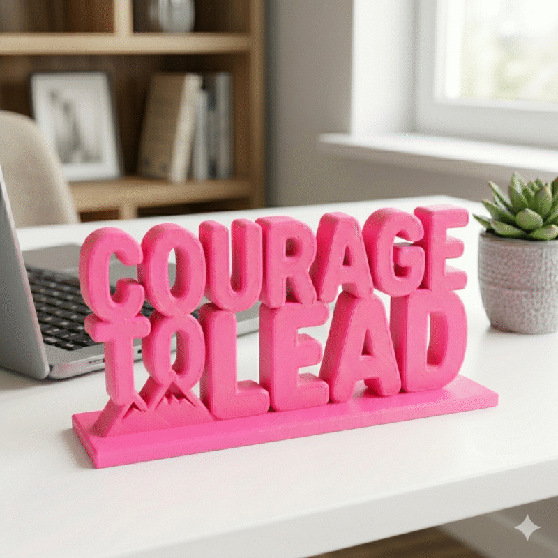 Courage To Lead 3D Printed Desk Sign | Motivational Office Decor