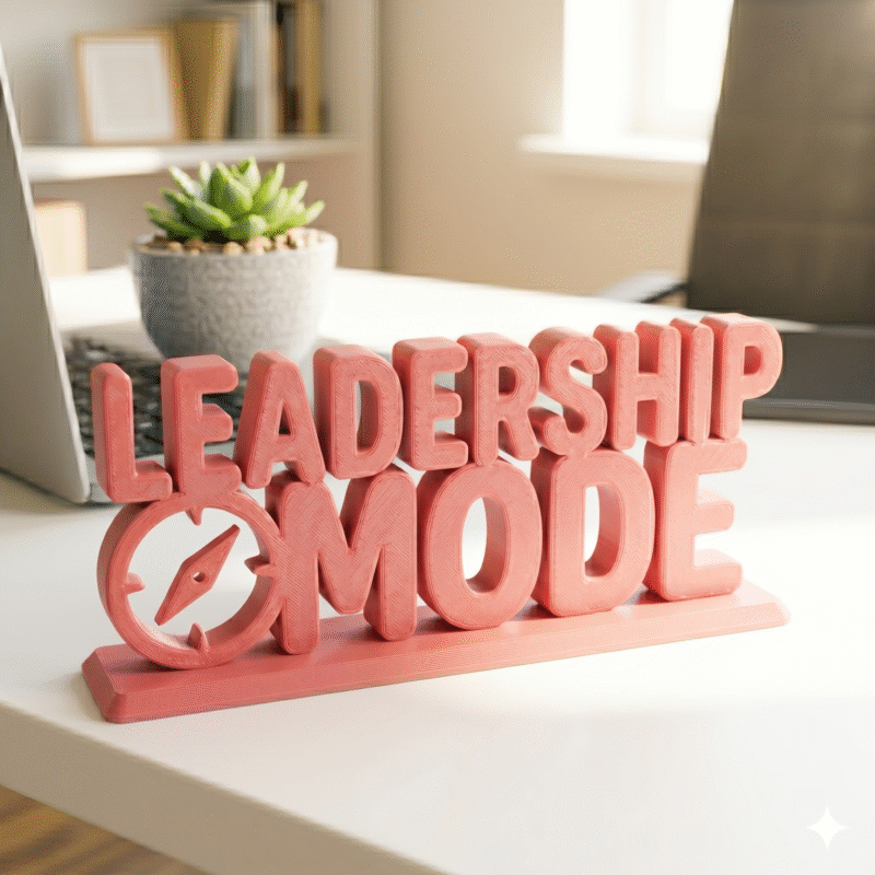 Leadership Mode 3D Printed Desk Sign | Blue Motivational Office Decor