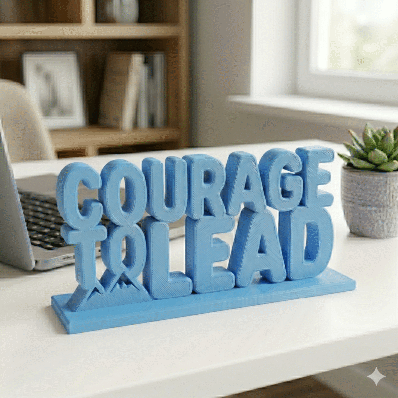 Courage To Lead 3D Printed Desk Sign | Motivational Office Decor