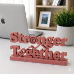 3D Printed Stronger Together Desk Sign - Minimalist Team Gift