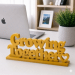 3D Printed Growing Together Desk Sign - White Minimalist Office Decor