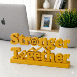 3D Printed Stronger Together Desk Sign - Minimalist Team Gift