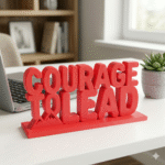 Courage To Lead 3D Printed Desk Sign | Motivational Office Decor