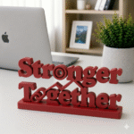 3D Printed Stronger Together Desk Sign - Minimalist Team Gift