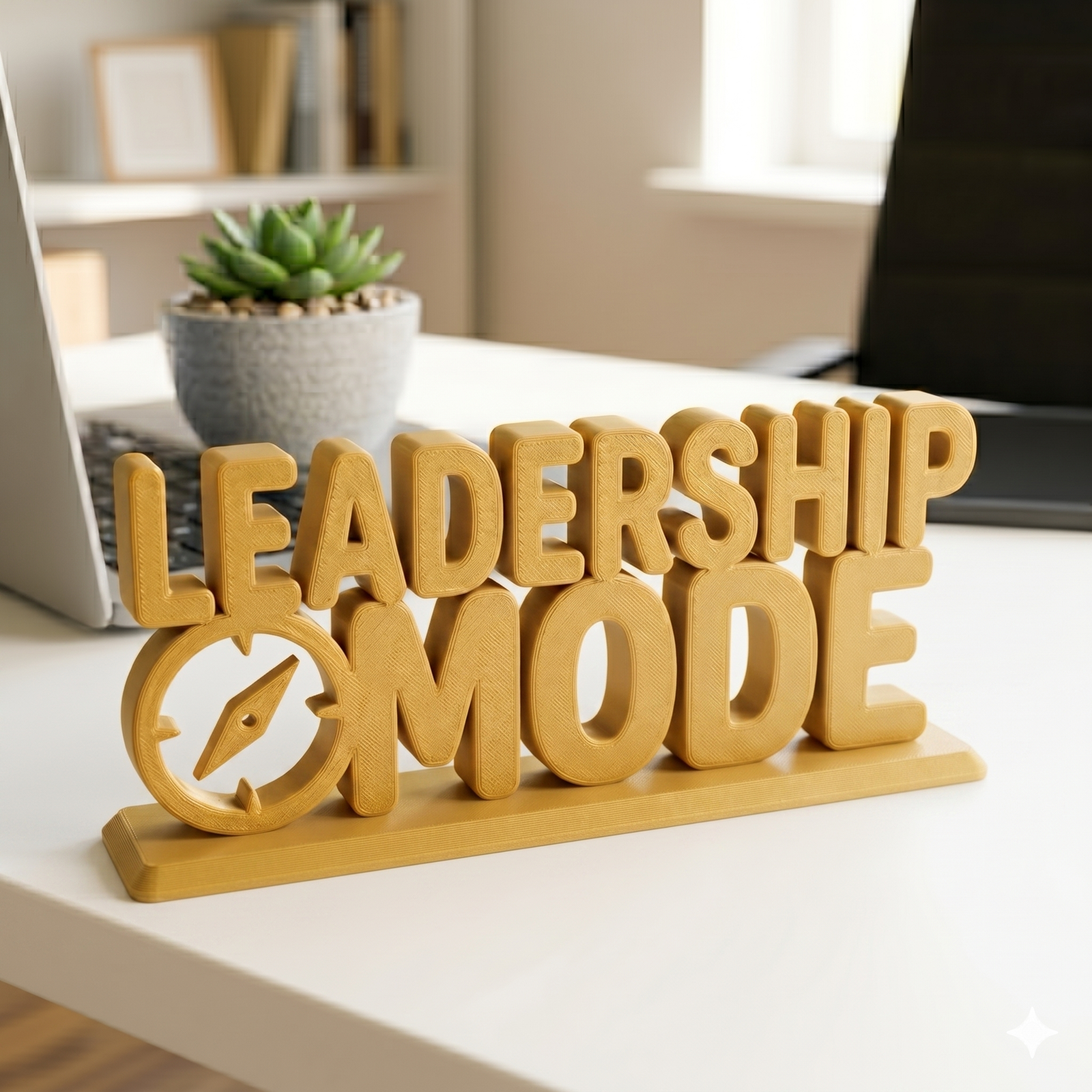 Leadership Mode 3D Printed Desk Sign | Blue Motivational Office Decor Leadership Mode 3D Printed Desk Sign | Blue Motivational Office Decor