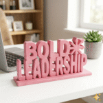 Bold Leadership 3D Printed Desk Sign | Blue Motivational Office Decor