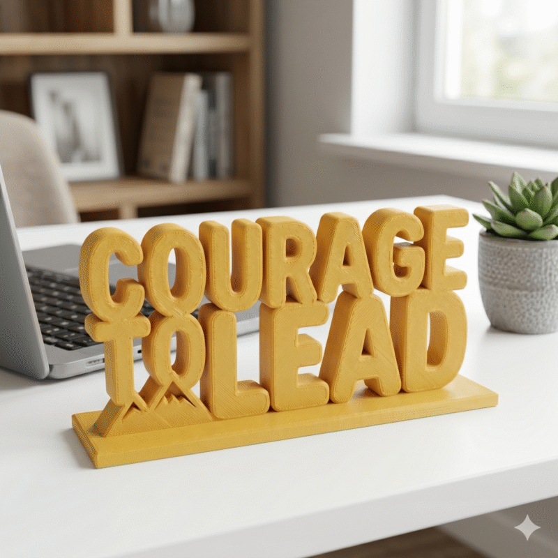Courage To Lead 3D Printed Desk Sign | Motivational Office Decor