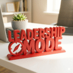 Leadership Mode 3D Printed Desk Sign | Blue Motivational Office Decor