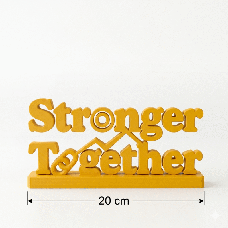 3D Printed Stronger Together Desk Sign - Minimalist Team Gift