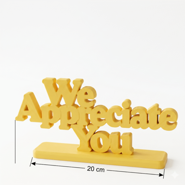 3D Printed We Appreciate You Desk Sign - Sky Blue Employee Gift