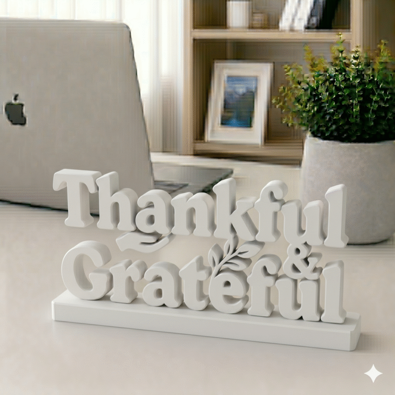 3D Printed Thankful & Grateful Desk Sign - Office Appreciation Gift