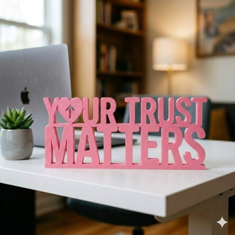 Your Trust Matters 3D Printed Desk Sign for Office Reception & Business Decor - Image 3