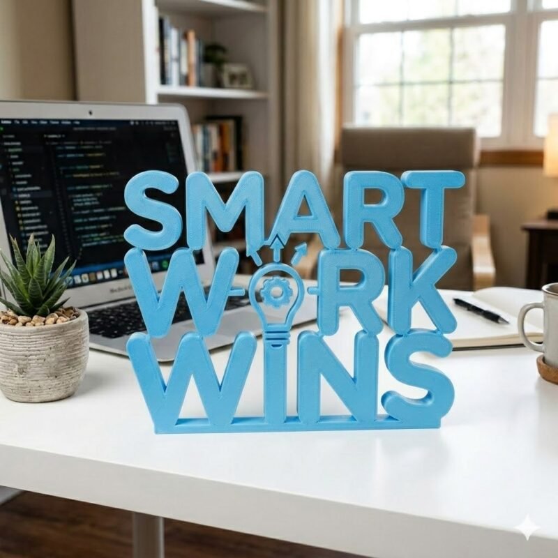 Smart Work Wins 3D Printed Office Desk Sign | Motivational Workspace Decor Gift - Image 7