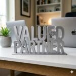 Valued Partner 3D Printed Desk Sign for Office Reception & Business Decor - Image 4