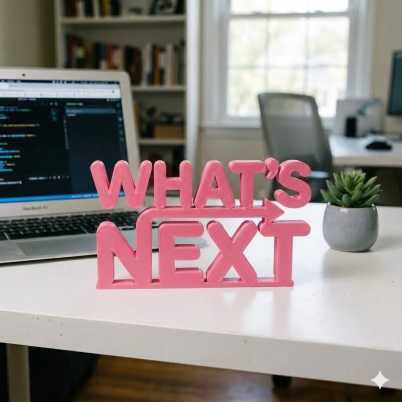 What’s Next 3D Printed Desk Sign for Office & Workspace Decor - Image 5