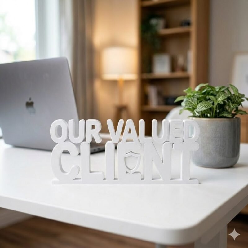Our Valued Client 3D Printed Desk Sign for Office Reception & Business Decor - Image 6