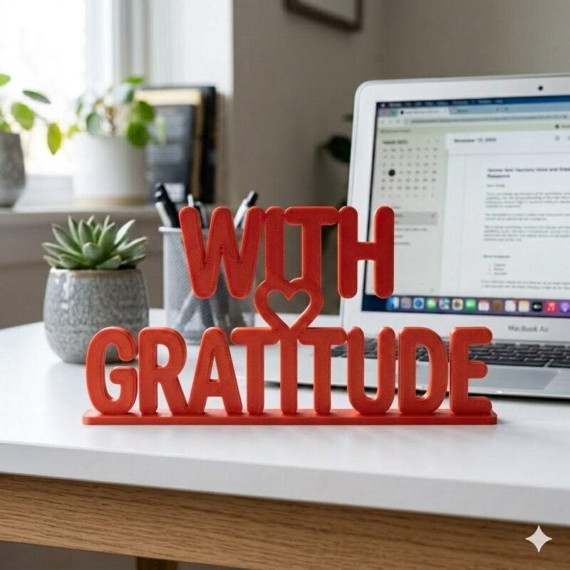 With Gratitude 3D Printed Desk Sign for Office & Business Workspace Decor - Image 6