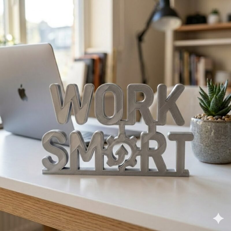Work Smart 3D Printed Desk Sign for Office & Corporate Desk Decor - Image 6