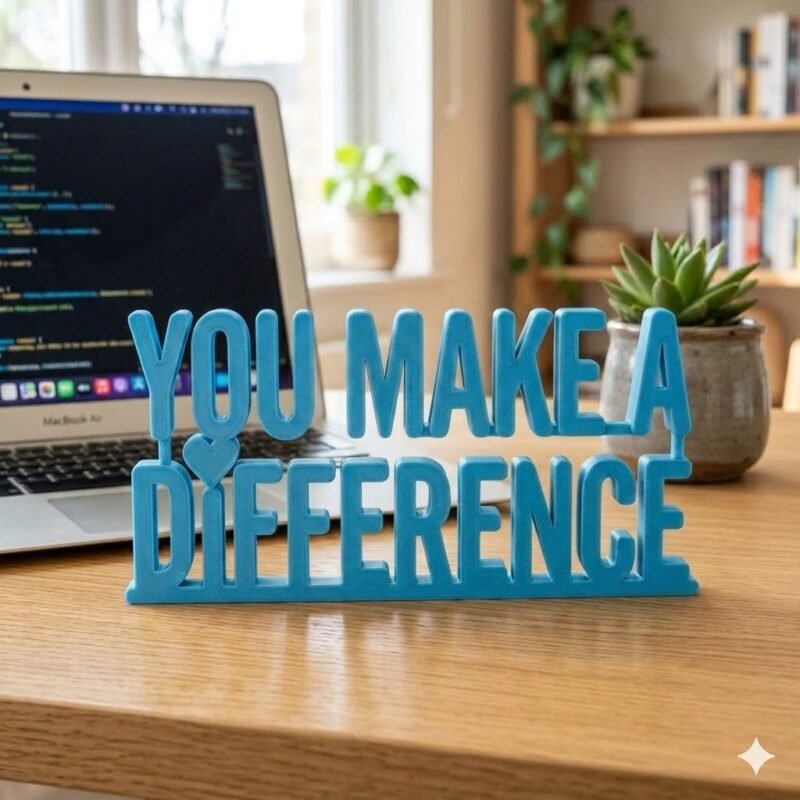 You Make A Difference 3D Printed Desk Sign for Employee Appreciation & Corporate Office Gifts - Image 7