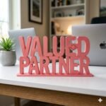 Valued Partner 3D Printed Desk Sign for Office Reception & Business Decor - Image 2