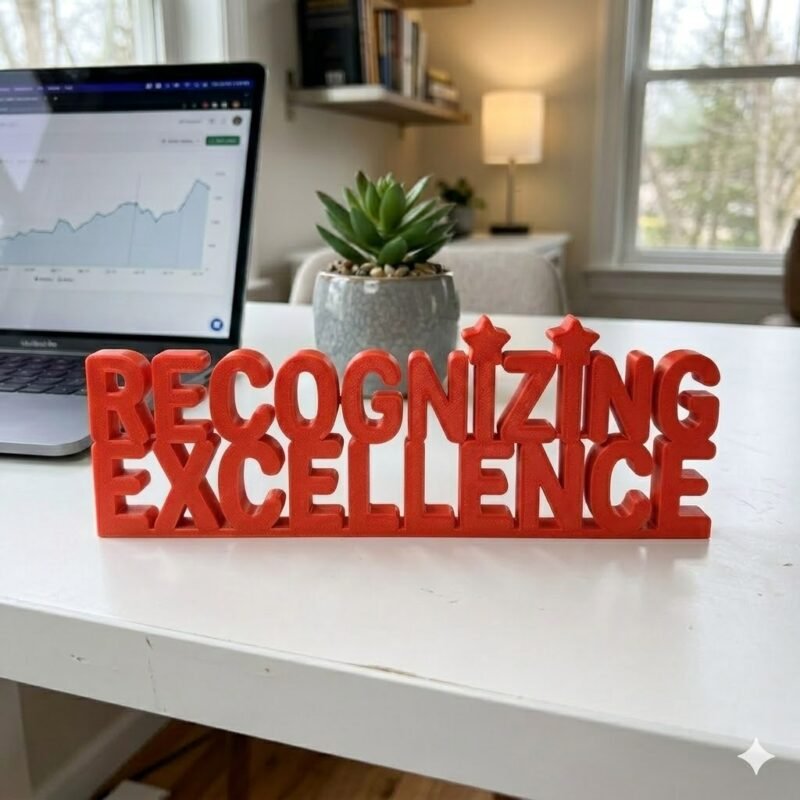 Recognizing Excellence 3D Printed Desk Sign for Office & Workspace Decor - Image 7