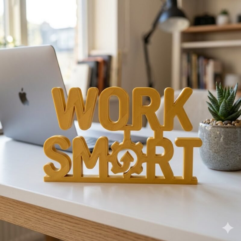 Work Smart 3D Printed Desk Sign for Office & Corporate Desk Decor - Image 9
