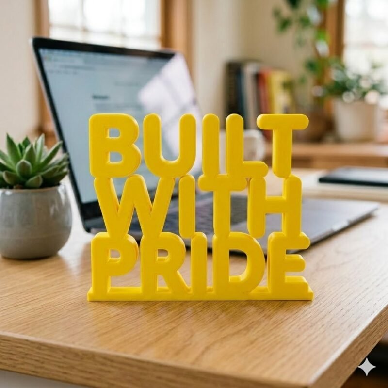Built With Pride 3D Printed Desk Sign for Office & Corporate Gifts - Image 5