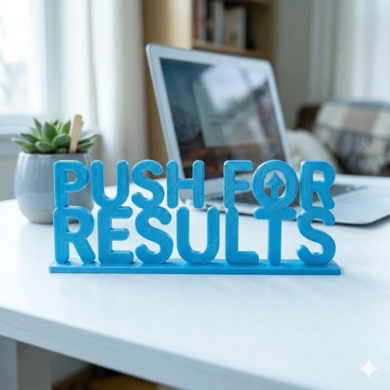 Push For Results 3D Printed Desk Sign for Office & Corporate Workspace - Image 6