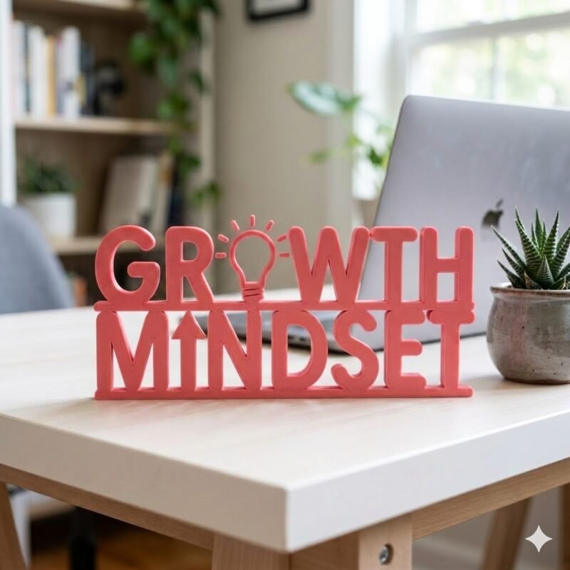 Growth Mindset 3D Printed Desk Sign for Office & Workspace Decor - Image 4