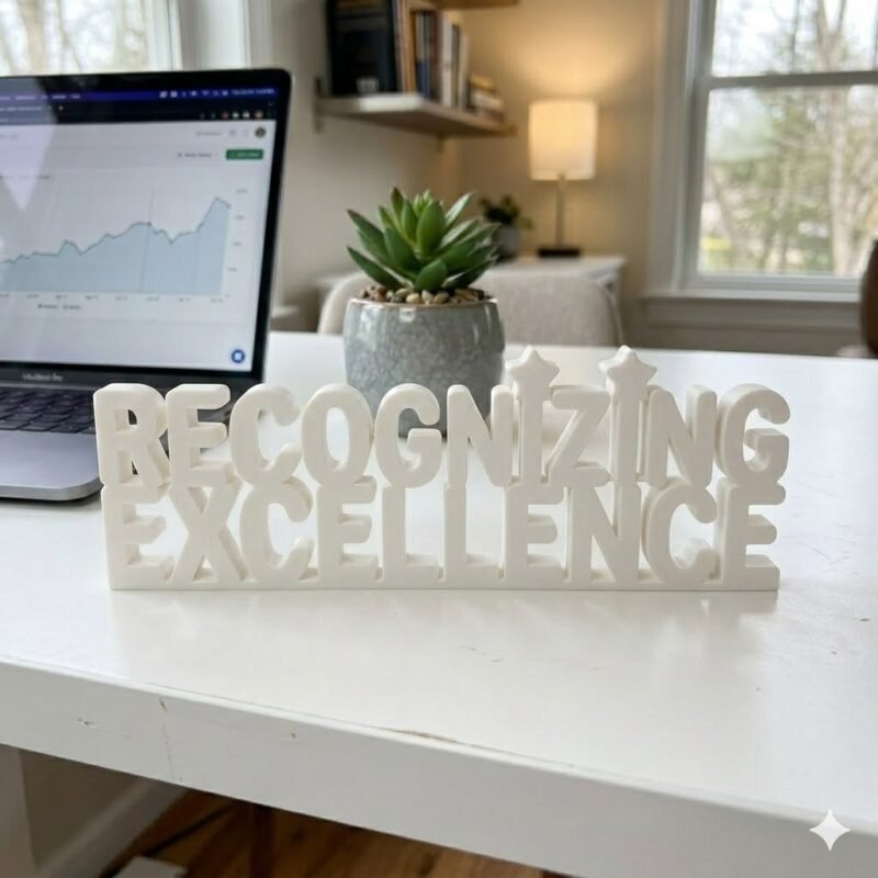 Recognizing Excellence 3D Printed Desk Sign for Office & Workspace Decor - Image 8