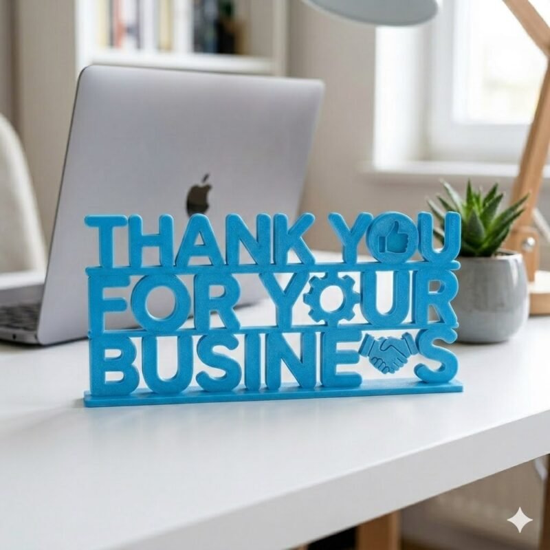 Thank You For Your Business 3D Printed Desk Sign for Office & Business Decor - Image 4