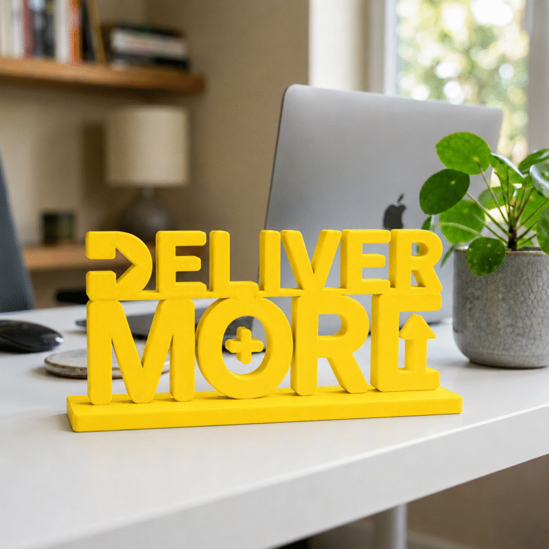 Deliver More 3D Printed Desk Sign for Office & Workspace Decor - Image 4
