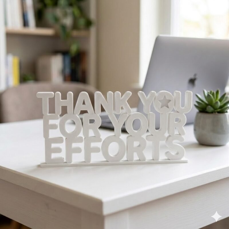 Thank You For Your Efforts 3D Printed Corporate Appreciation Desk Sign Gift - Image 6