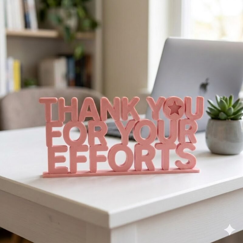 Thank You For Your Efforts 3D Printed Corporate Appreciation Desk Sign Gift - Image 4