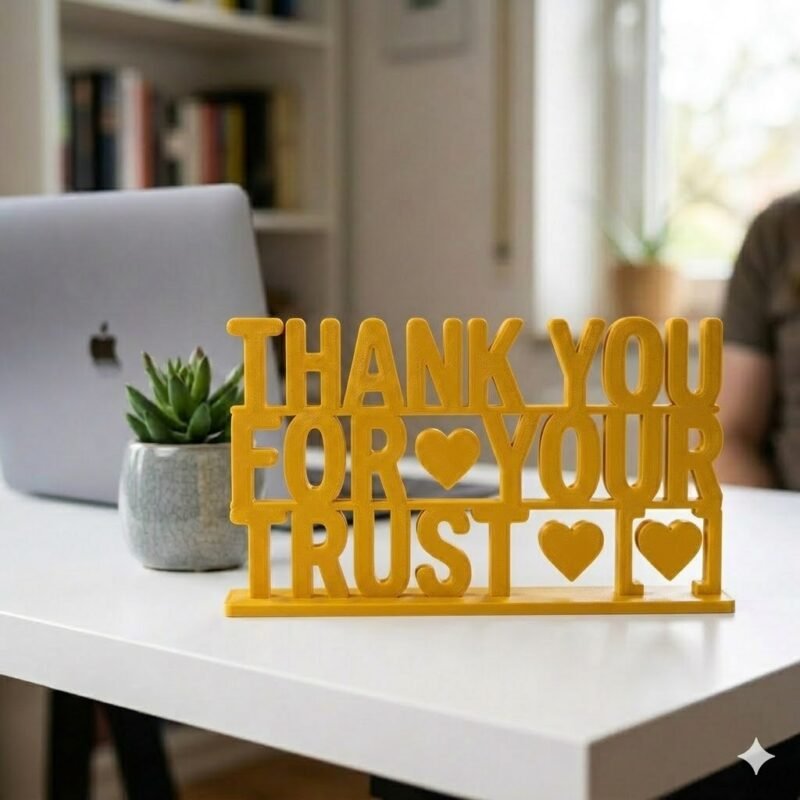 Thank You For Your Trust 3D Printed Desk Sign for Office & Reception Decor - Image 2
