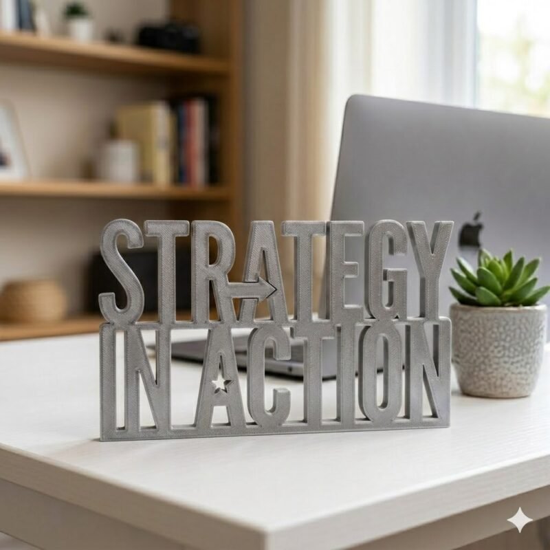 Strategy In Action 3D Printed Corporate Desk Sign | Office Motivation Gift - Image 3
