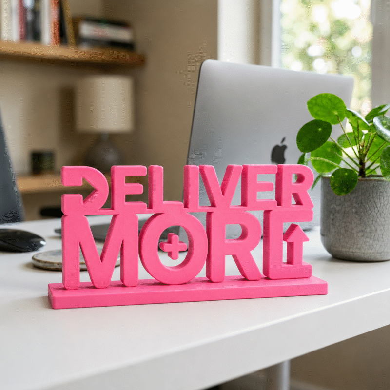 Deliver More 3D Printed Desk Sign for Office & Workspace Decor - Image 5
