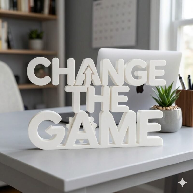 Change The Game 3D Printed Desk Sign for Office Desk Decor & Corporate Gifts - Image 2