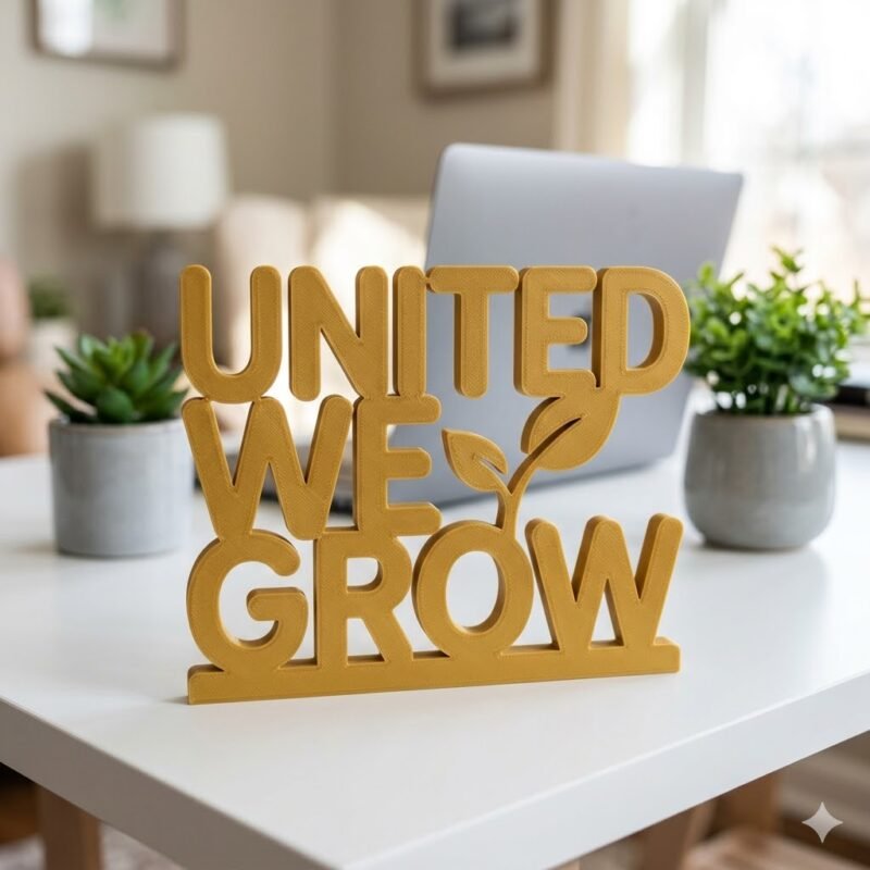 United We Grow 3D Printed Office Desk Sign | Corporate Team Motivation Gift - Image 9