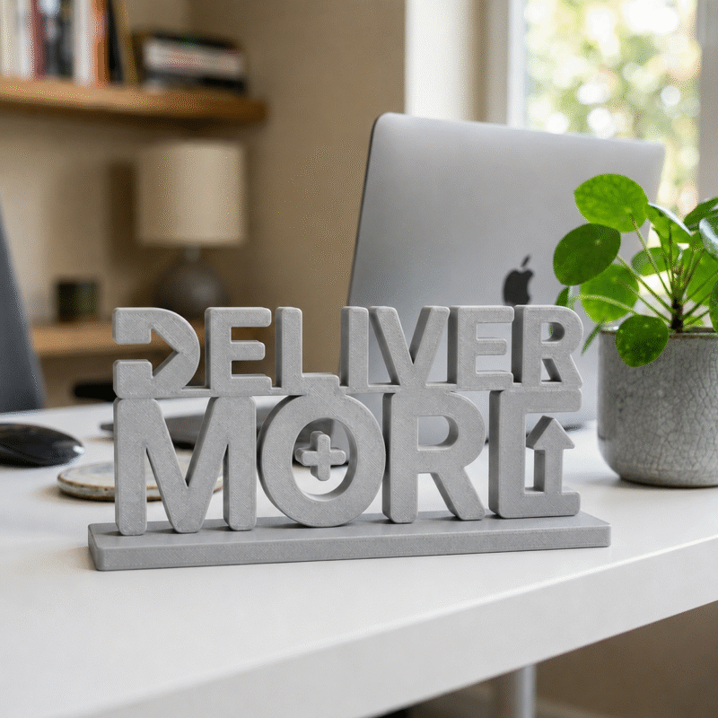 Deliver More 3D Printed Desk Sign for Office & Workspace Decor - Image 3