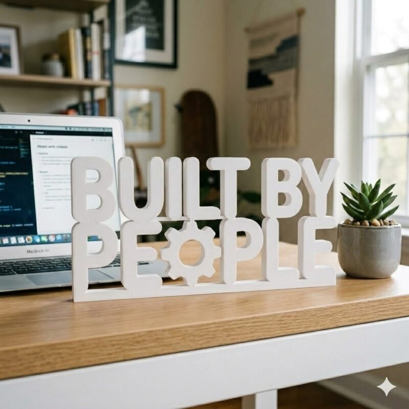 Built By People 3D Printed Desk Sign for Office & Corporate Workspace Decor - Image 4